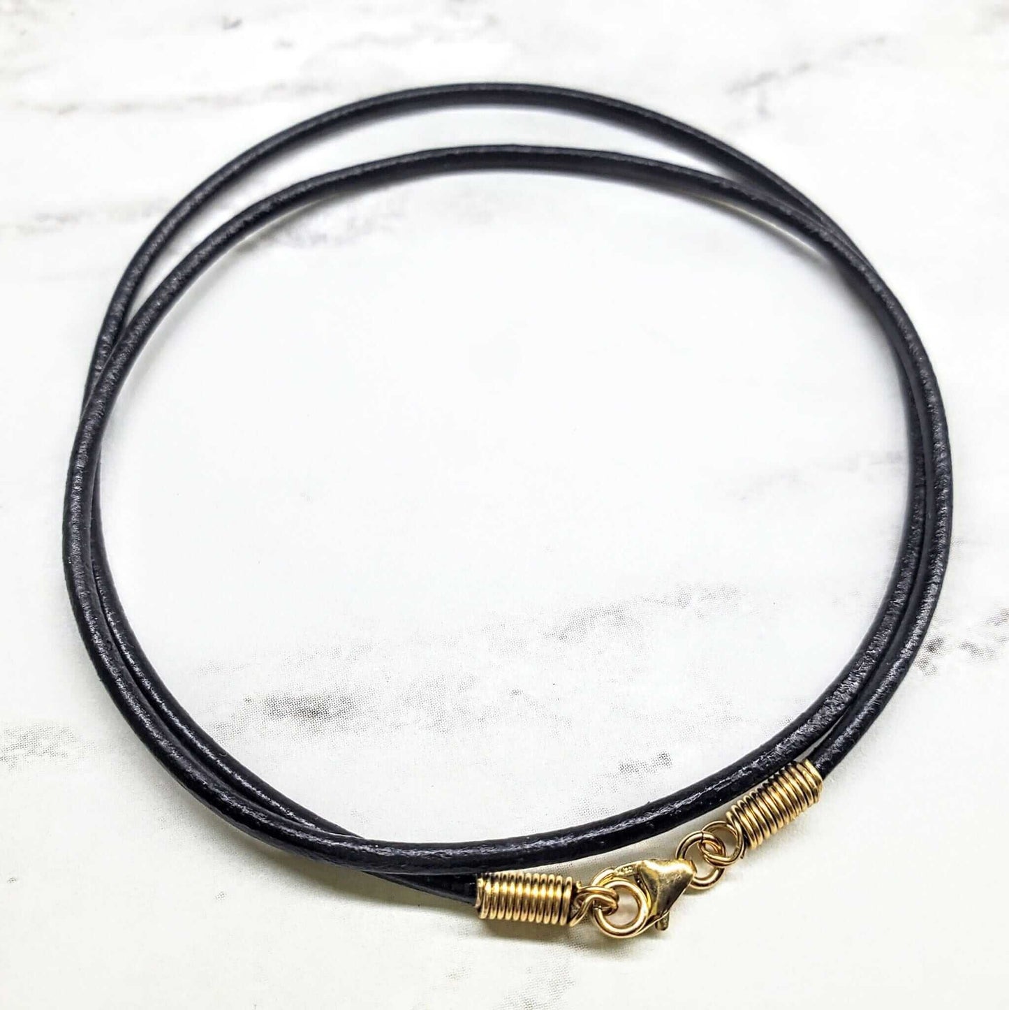 Handmade Smooth Black Leather Necklaces Various Lengths Single by Alexa Martha