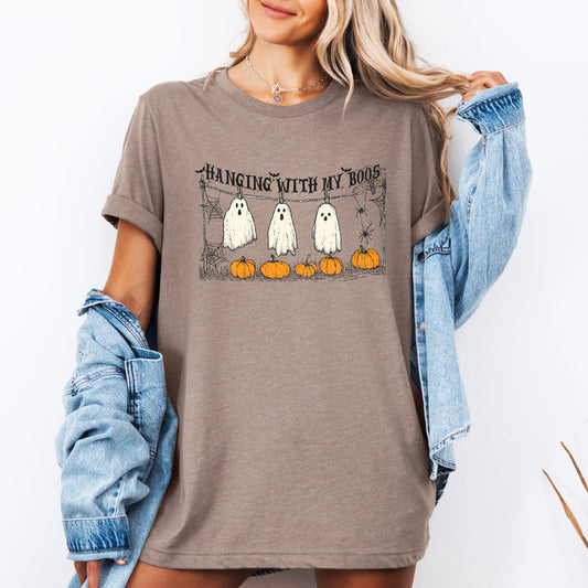 Halloween Funny Ghosts Pumpkins T-shirt Hanging With My Boos Refinery Number One
