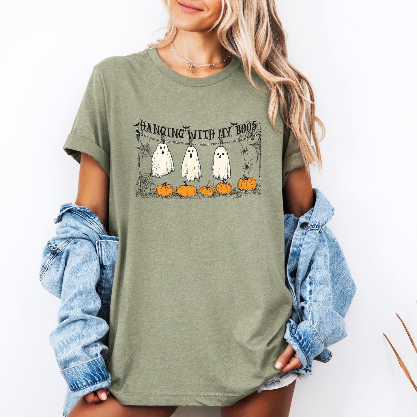 Halloween Funny Ghosts Pumpkins T-shirt Hanging With My Boos Refinery Number One