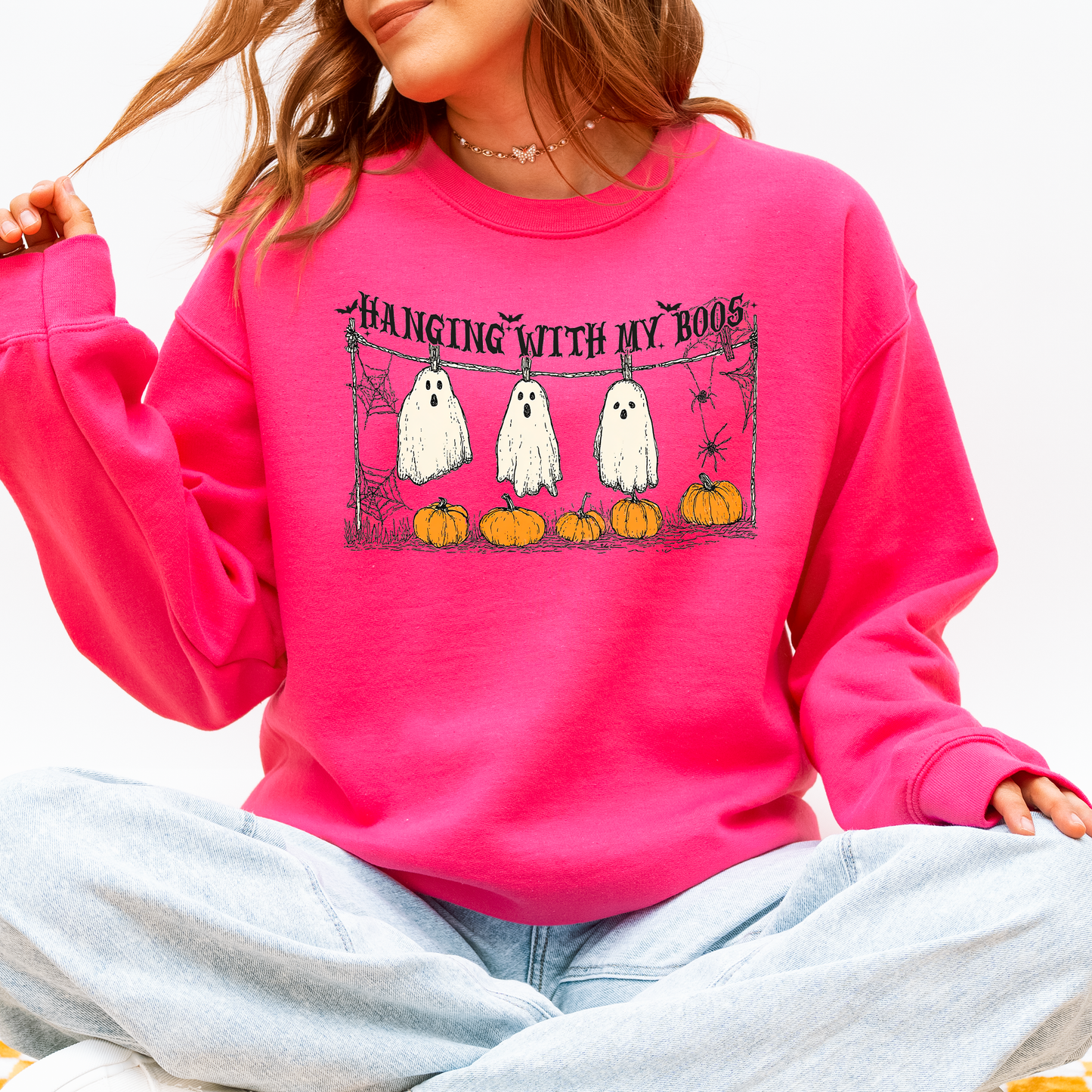 Halloween Funny Pumpkins Ghosts Hanging With My Boos Sweatshirt Refinery Number One