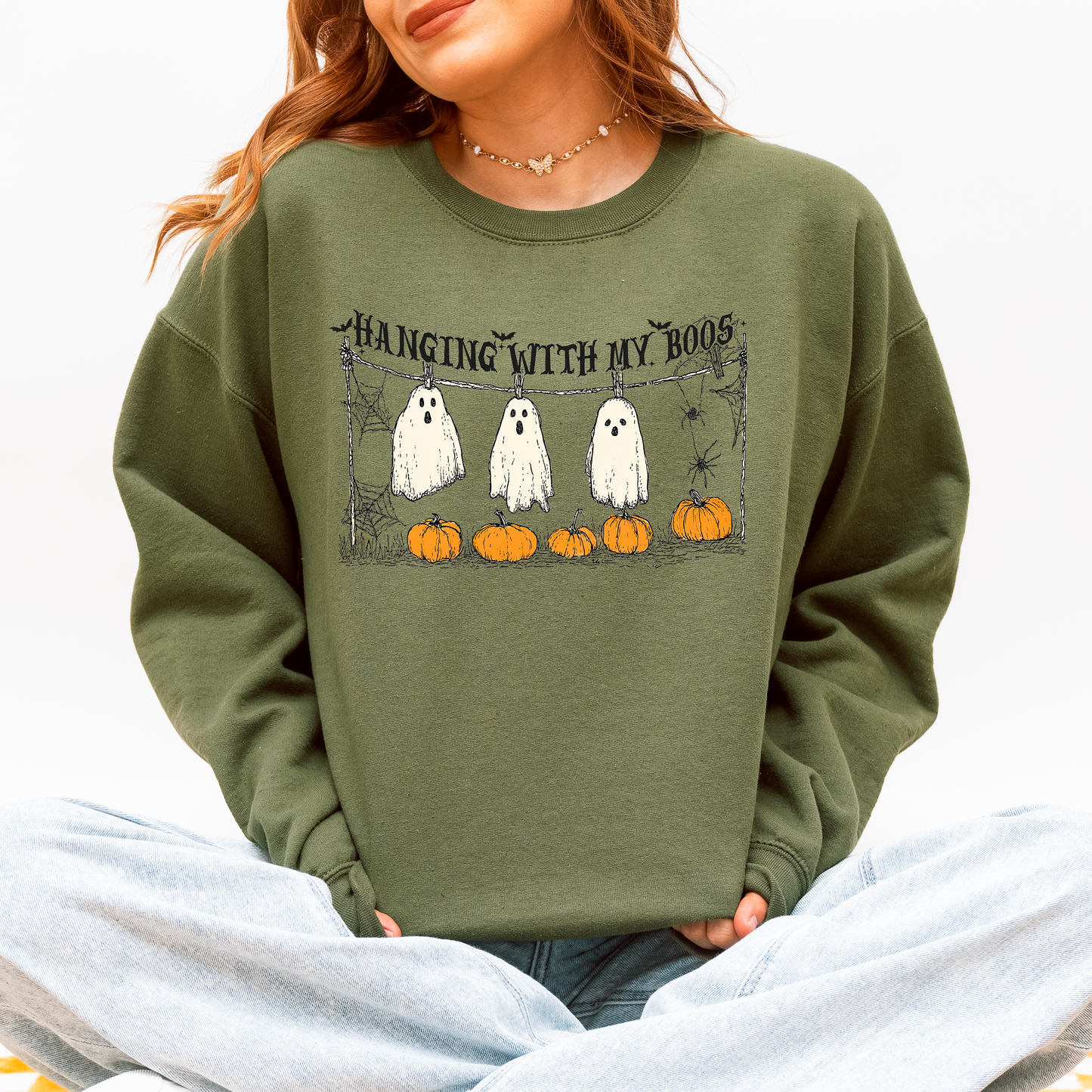 Halloween Funny Pumpkins Ghosts Hanging With My Boos Sweatshirt Refinery Number One