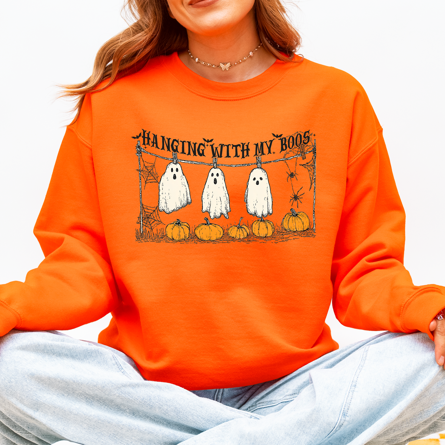 Halloween Funny Pumpkins Ghosts Hanging With My Boos Sweatshirt Refinery Number One