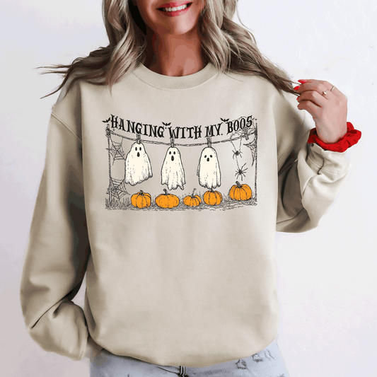 Halloween Funny Pumpkins Ghosts Hanging With My Boos Sweatshirt Refinery Number One
