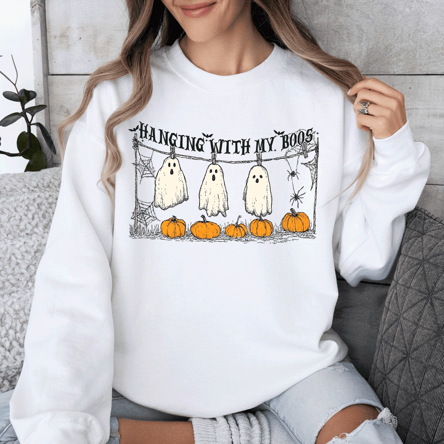 Halloween Funny Pumpkins Ghosts Hanging With My Boos Sweatshirt Refinery Number One