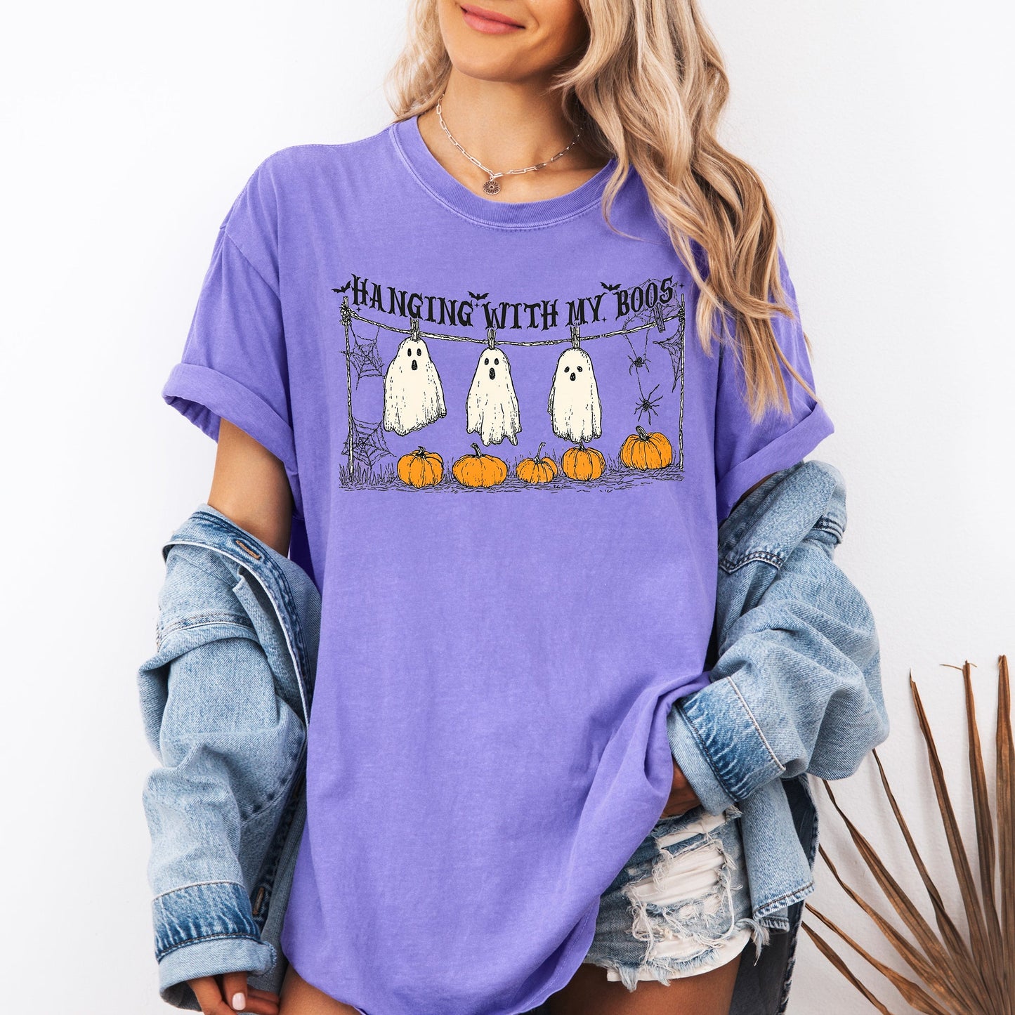 Hanging With My Boos Comfort Colors T-Shirt Halloween Funny Pumpkins