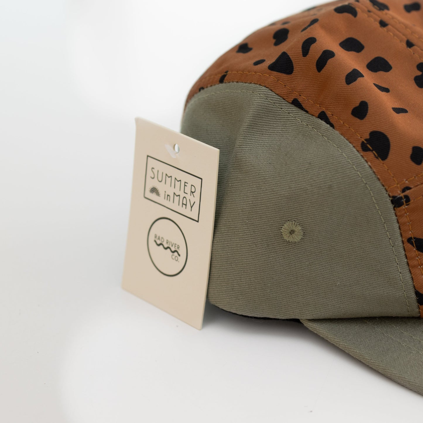 Five-Panel Hat Green Cheetah Kids Adjustable Rad River Co.