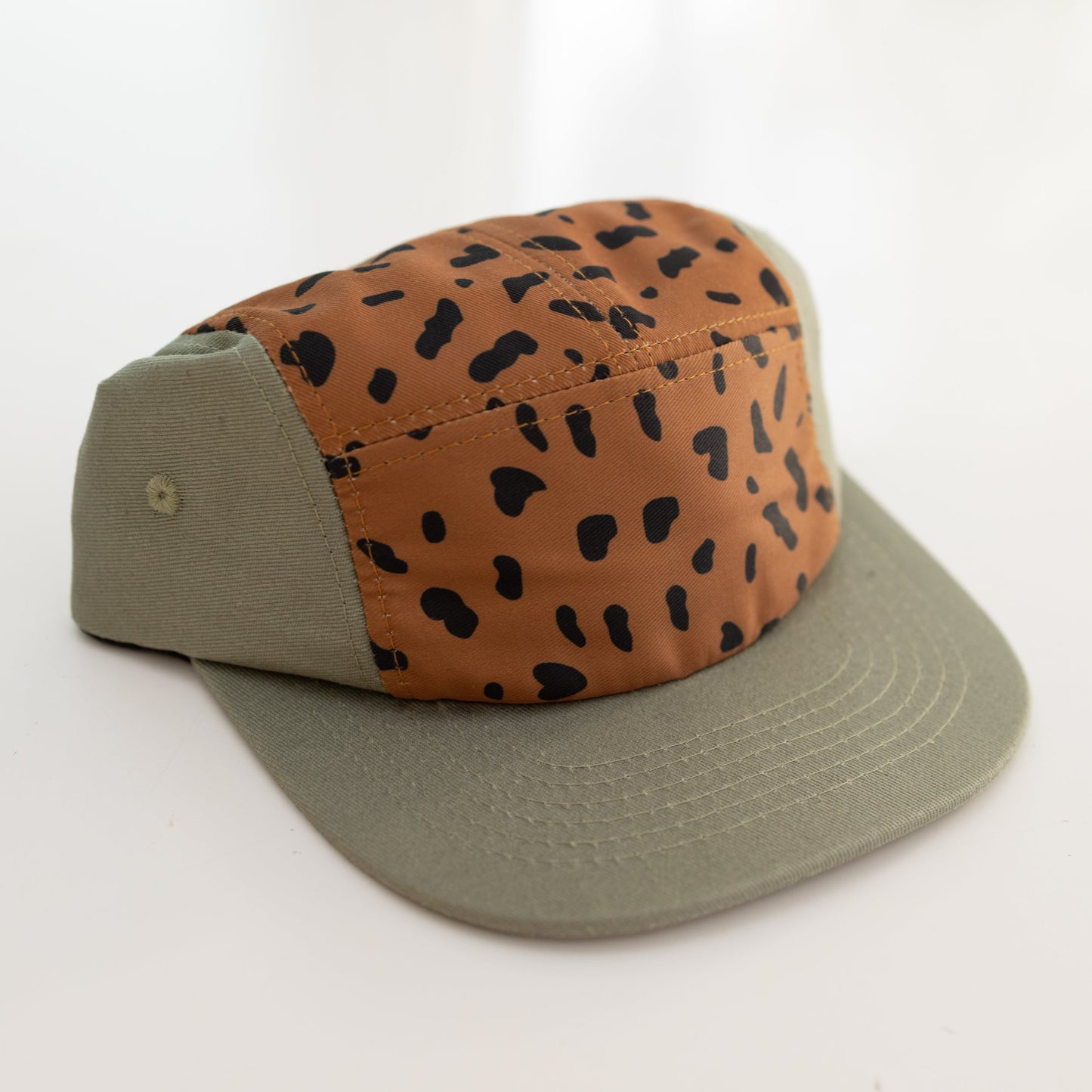 Five-Panel Hat Green Cheetah Kids Adjustable Rad River Co.