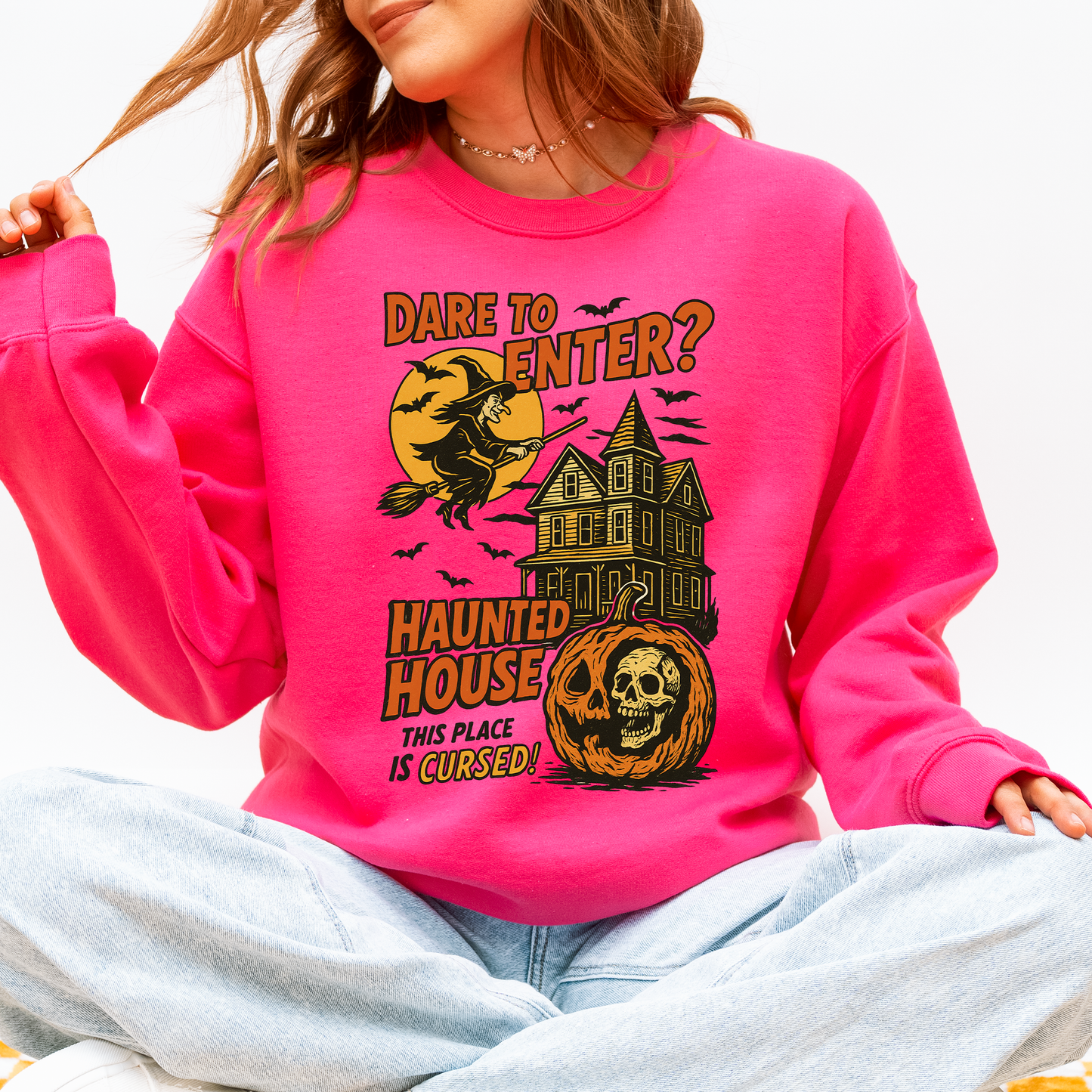 Haunted House Retro Spooky Witch Sweatshirt Refinery Number One