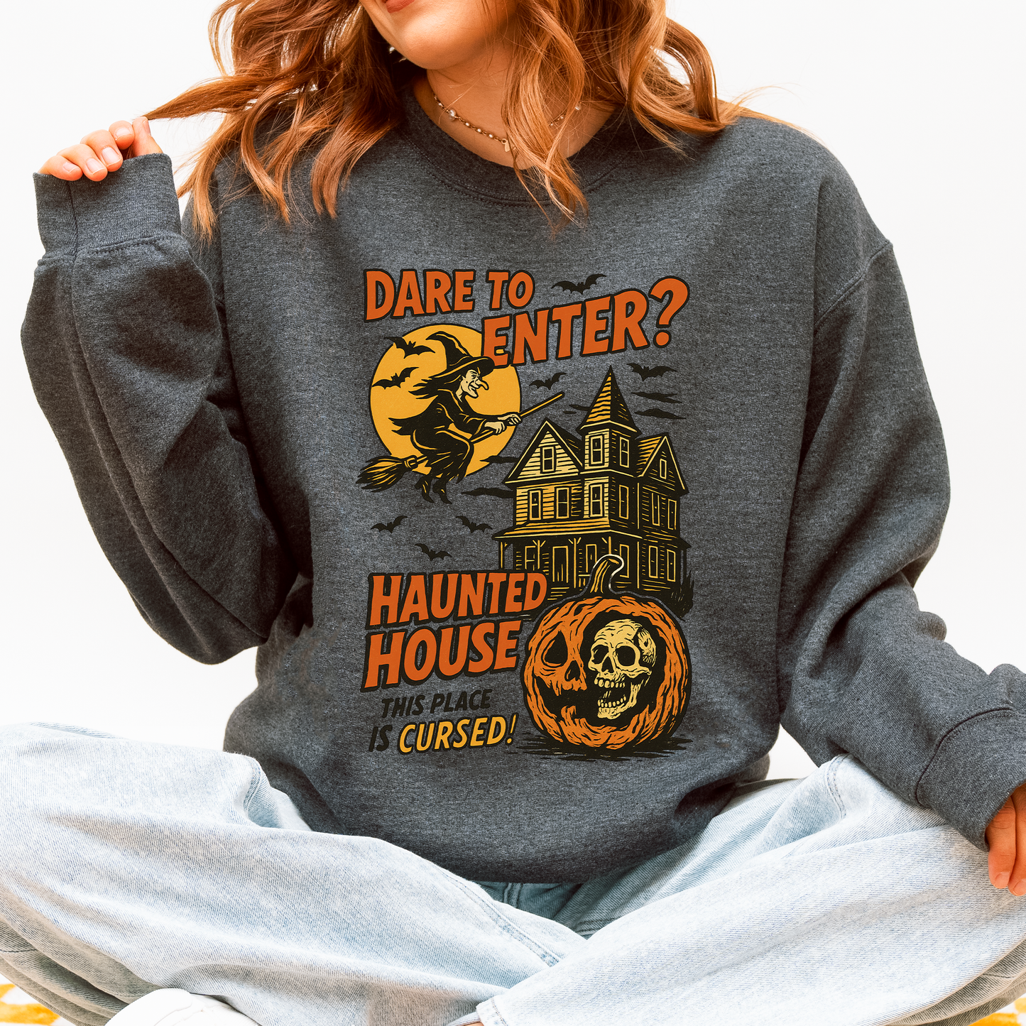 Haunted House Retro Spooky Witch Sweatshirt Refinery Number One