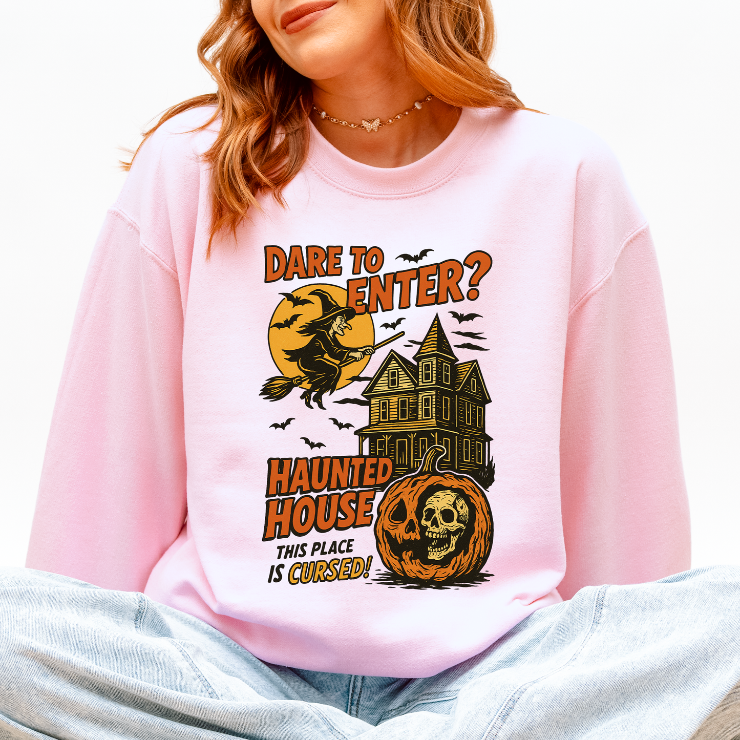 Haunted House Retro Spooky Witch Sweatshirt Refinery Number One