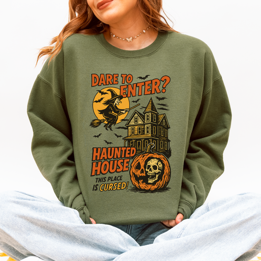 Haunted House Retro Spooky Witch Sweatshirt Refinery Number One