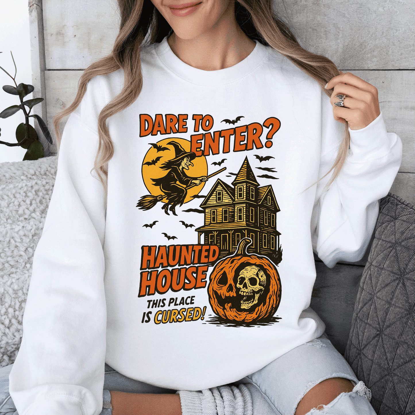 Haunted House Retro Spooky Witch Sweatshirt Refinery Number One