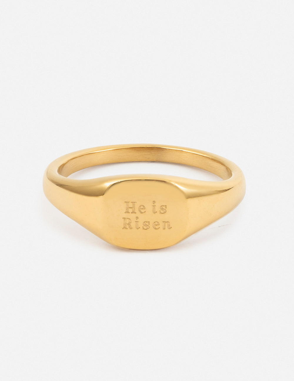 He Is Risen Signet Ring Symbol of Faith Jewelry