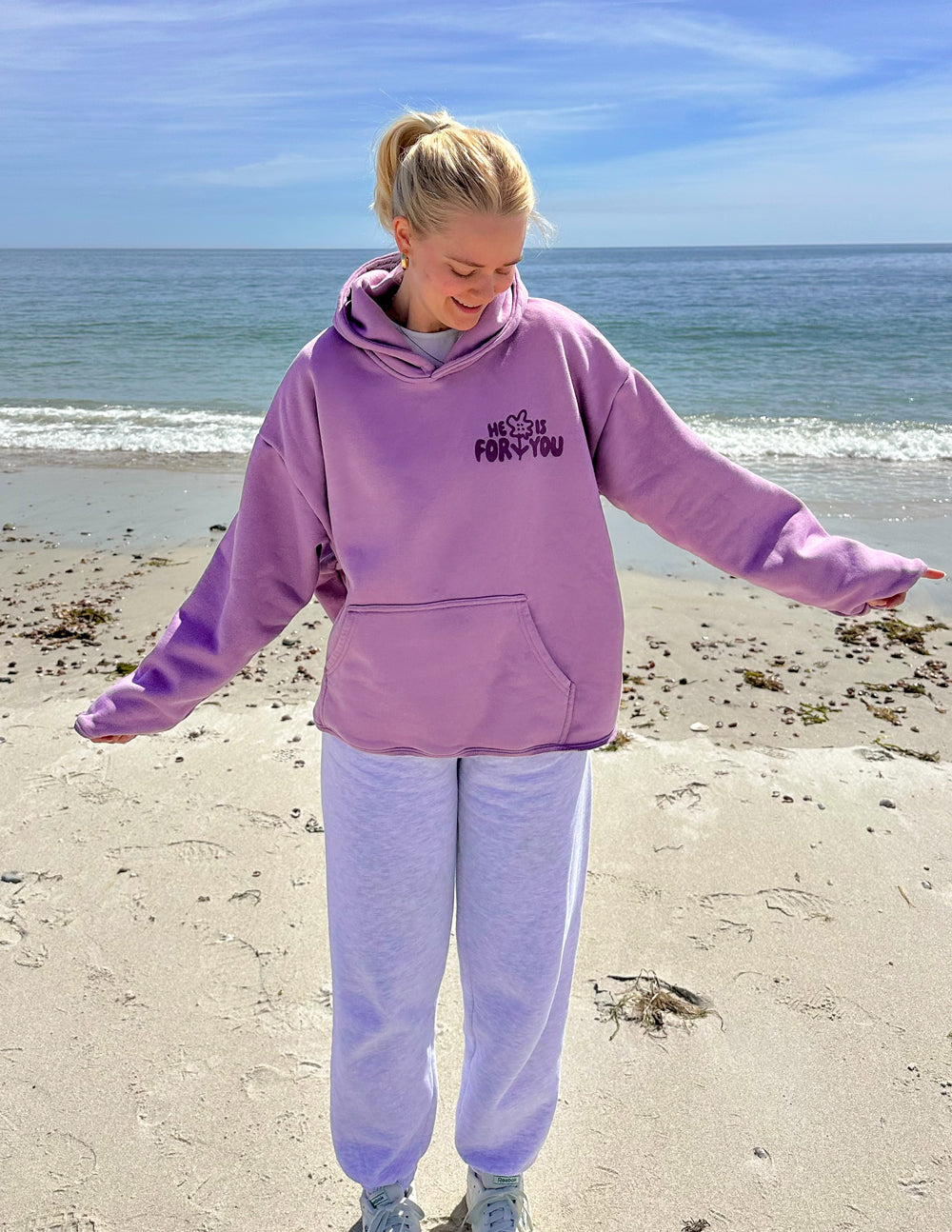 He Is With You Violet Bloom Unisex Hoodie