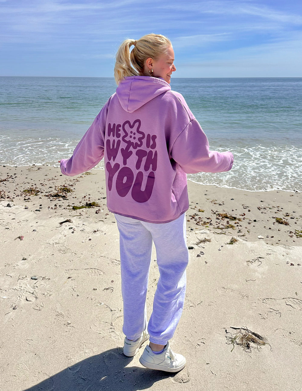 He Is With You Violet Bloom Unisex Hoodie