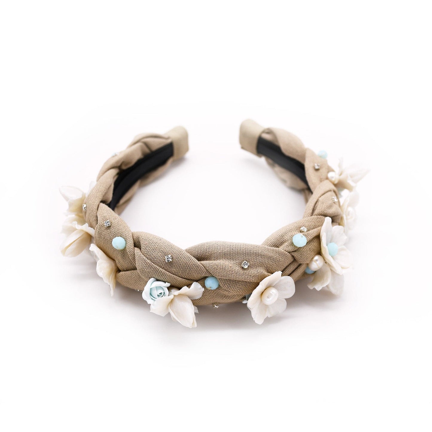 Floral Sand Color Braided Headband ADIBA