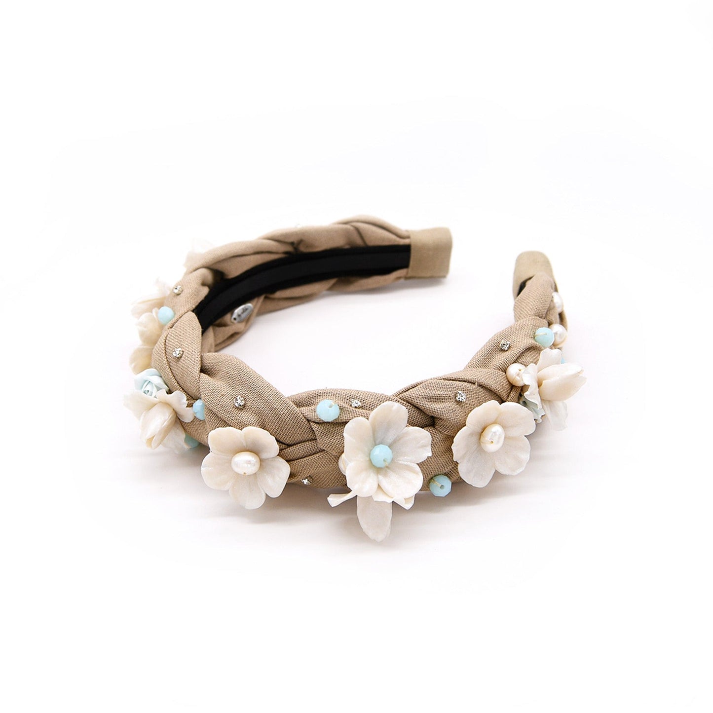 Floral Sand Color Braided Headband ADIBA