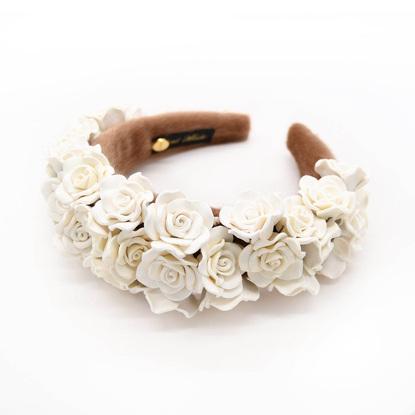 Dusty Rose Floral Vanilla Headband Polymer Clay Flowers