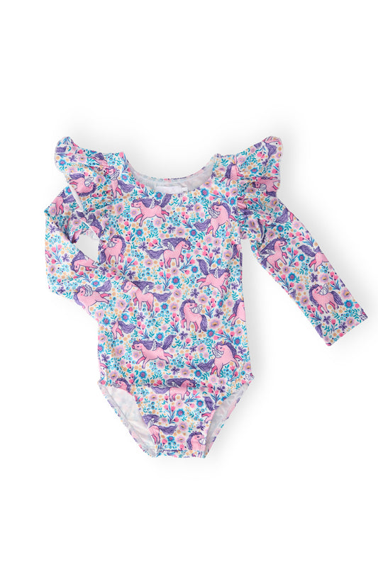 Head in the Clouds Long Sleeve Flutter Sleeve Leotard Mila & Rose