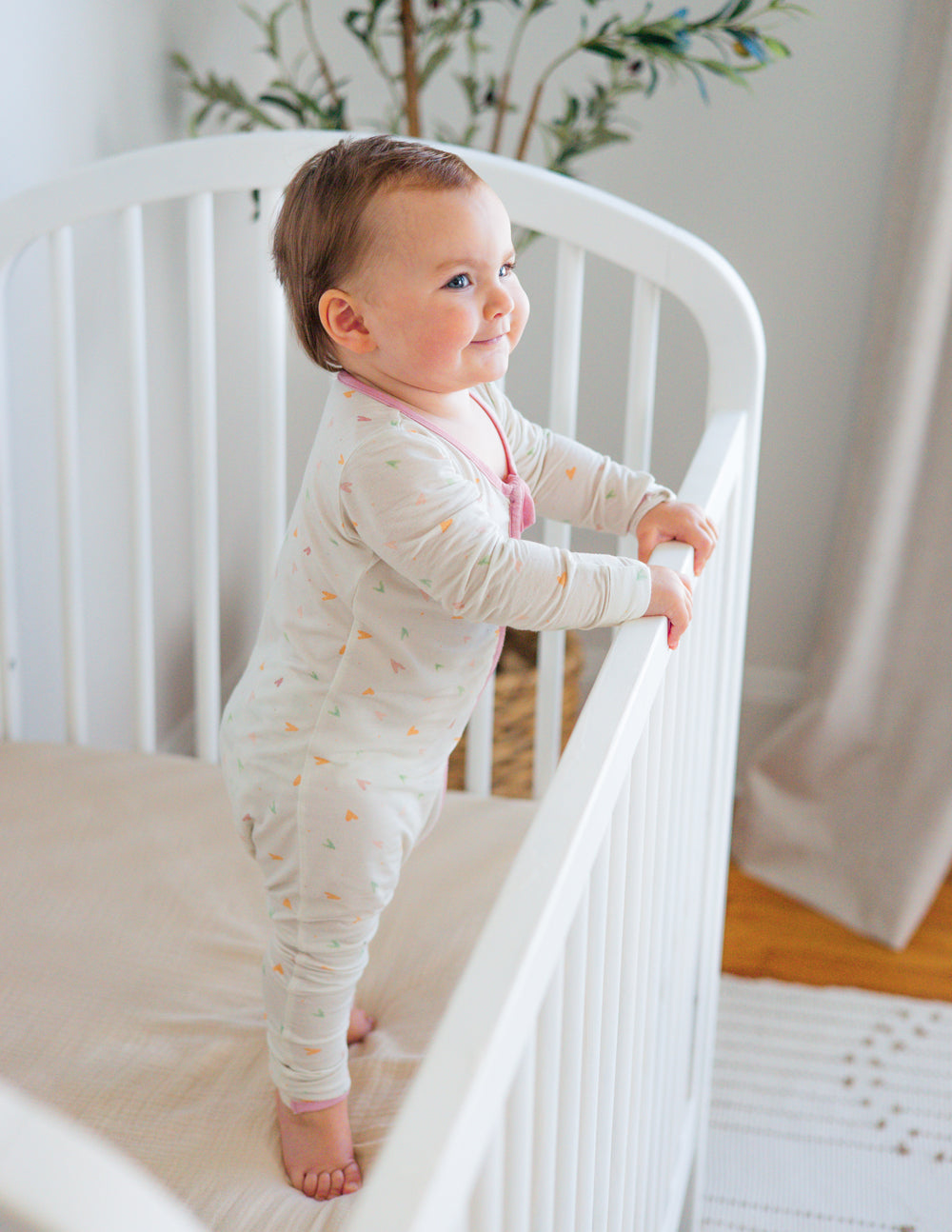 Heart Bamboo Convertible Footed Onesie Ultra-Soft Baby Sleepwear