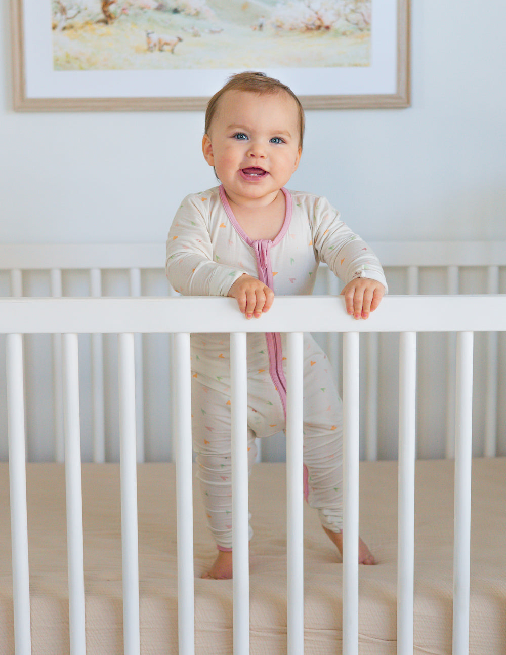 Heart Bamboo Convertible Footed Onesie Ultra-Soft Baby Sleepwear