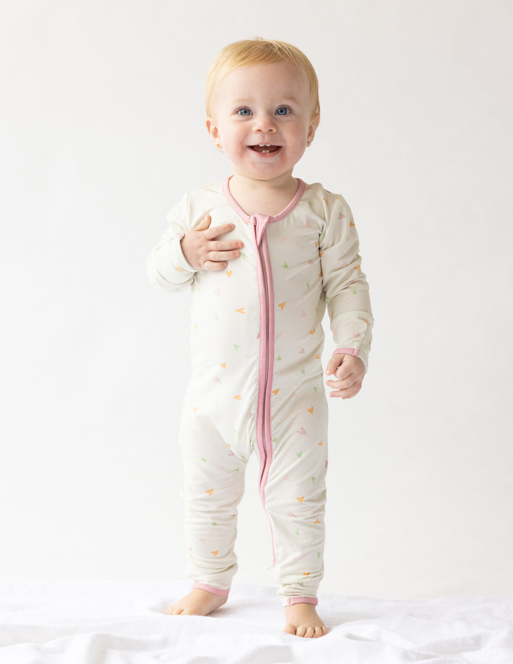 Heart Bamboo Convertible Footed Onesie Ultra-Soft Baby Sleepwear