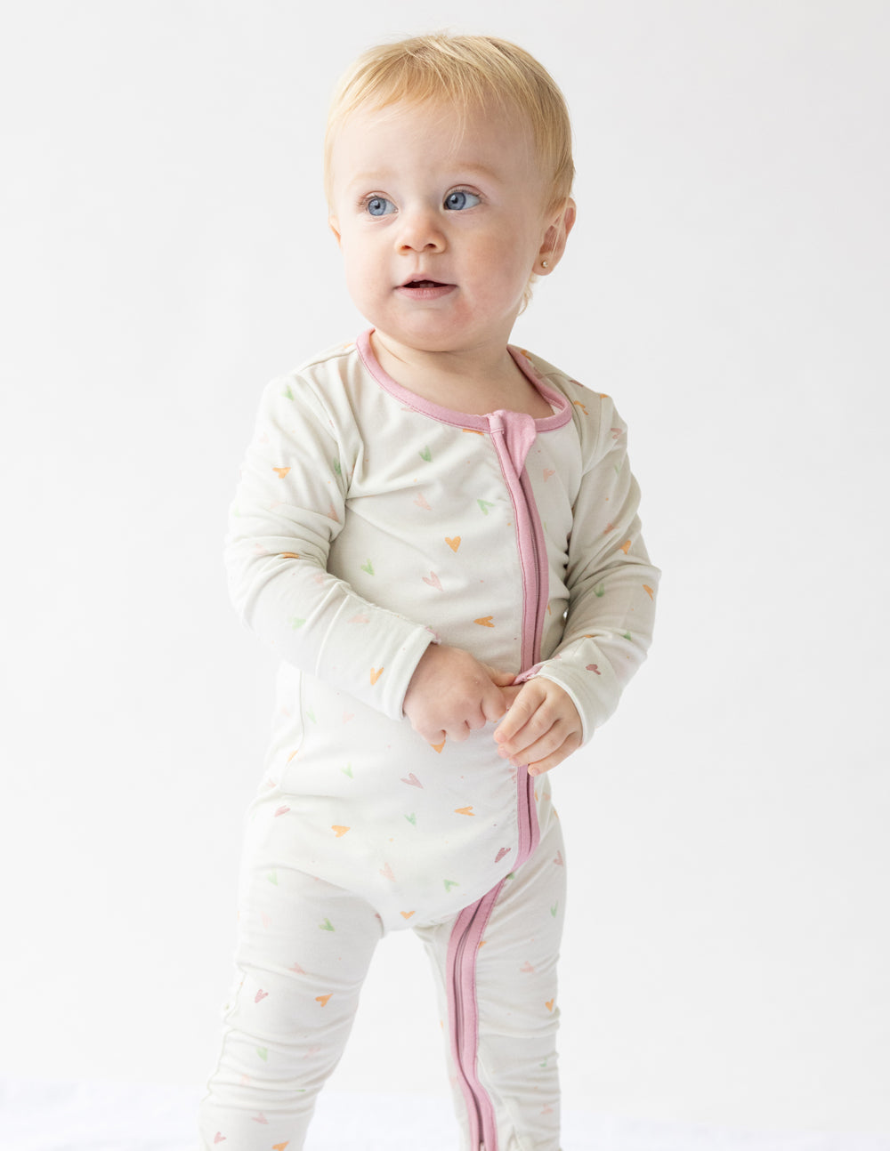Heart Bamboo Convertible Footed Onesie Ultra-Soft Baby Sleepwear