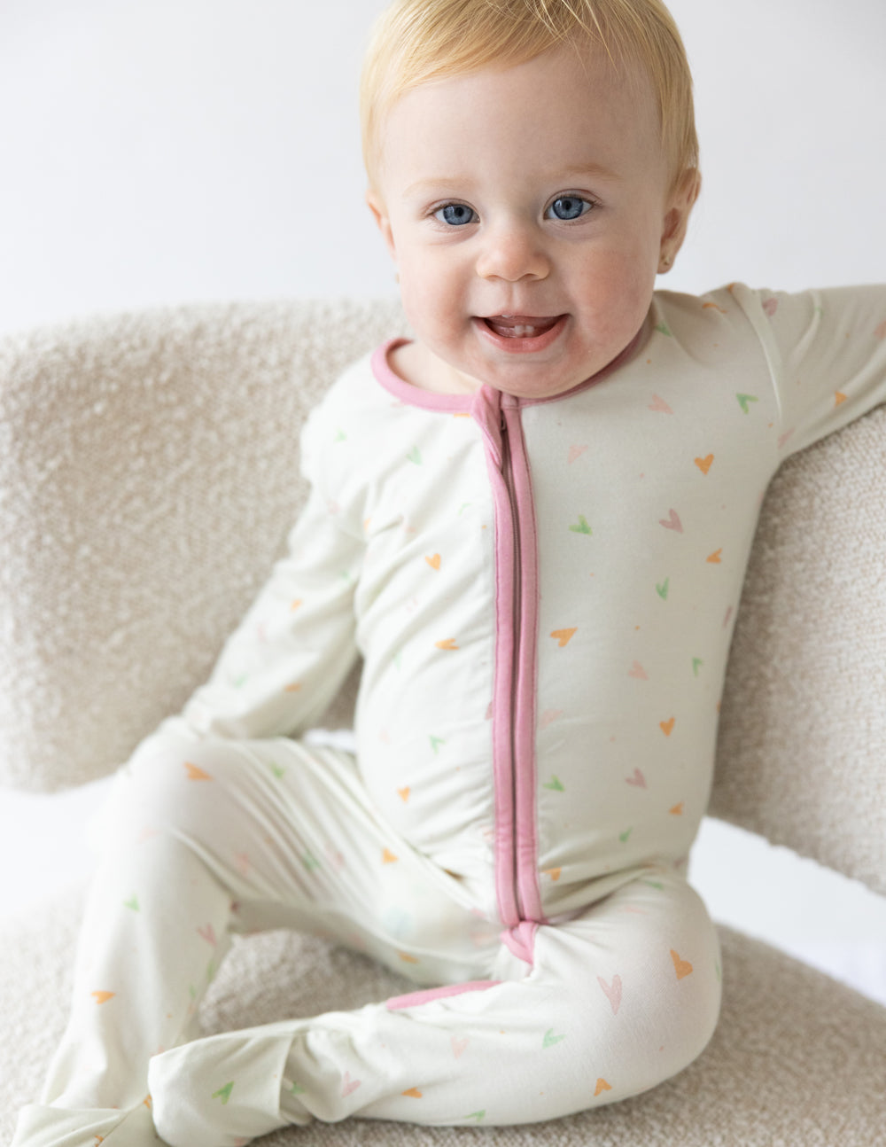 Heart Bamboo Convertible Footed Onesie Ultra-Soft Baby Sleepwear