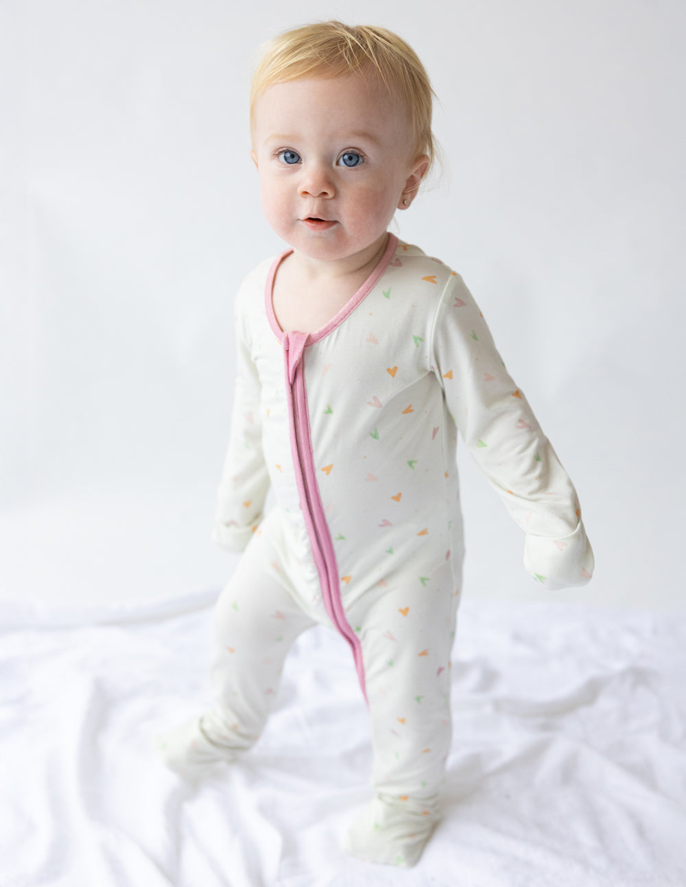 Heart Bamboo Convertible Footed Onesie Ultra-Soft Baby Sleepwear