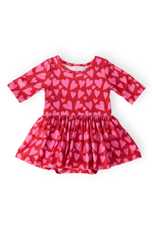 Hearts & Hugs 3/4 Sleeve Twirl Bodysuit Baby Wear Mila & Rose