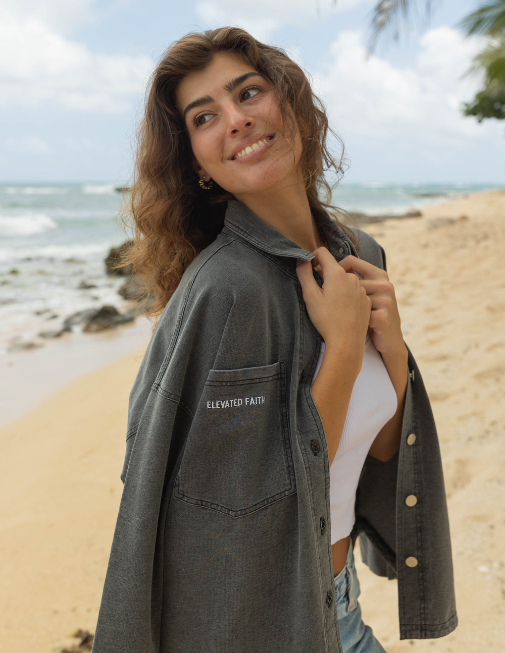 Vintage Black Acid Wash Oversized Shacket Heaven Is Closer
