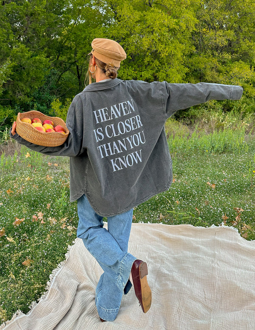 Vintage Black Acid Wash Oversized Shacket Heaven Is Closer