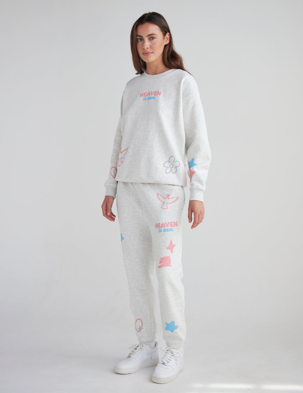 Unisex Heather Grey Sweatpant Relaxed Fit Heaven Is Real