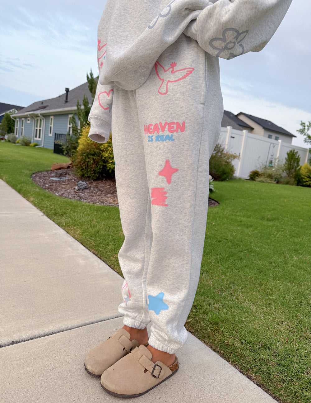 Unisex Heather Grey Sweatpant Relaxed Fit Heaven Is Real
