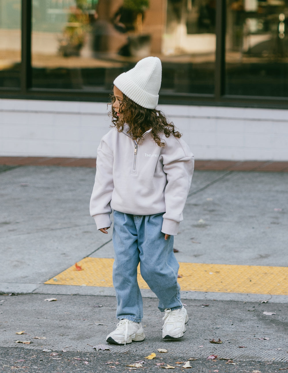 Kids Half-Zip Grey Lilac Oversized Fit Heaven Kids