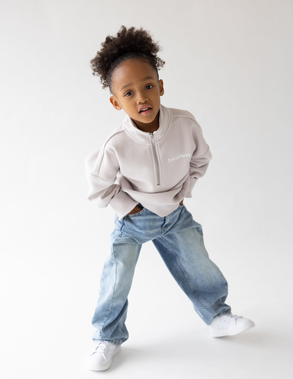 Kids Half-Zip Grey Lilac Oversized Fit Heaven Kids