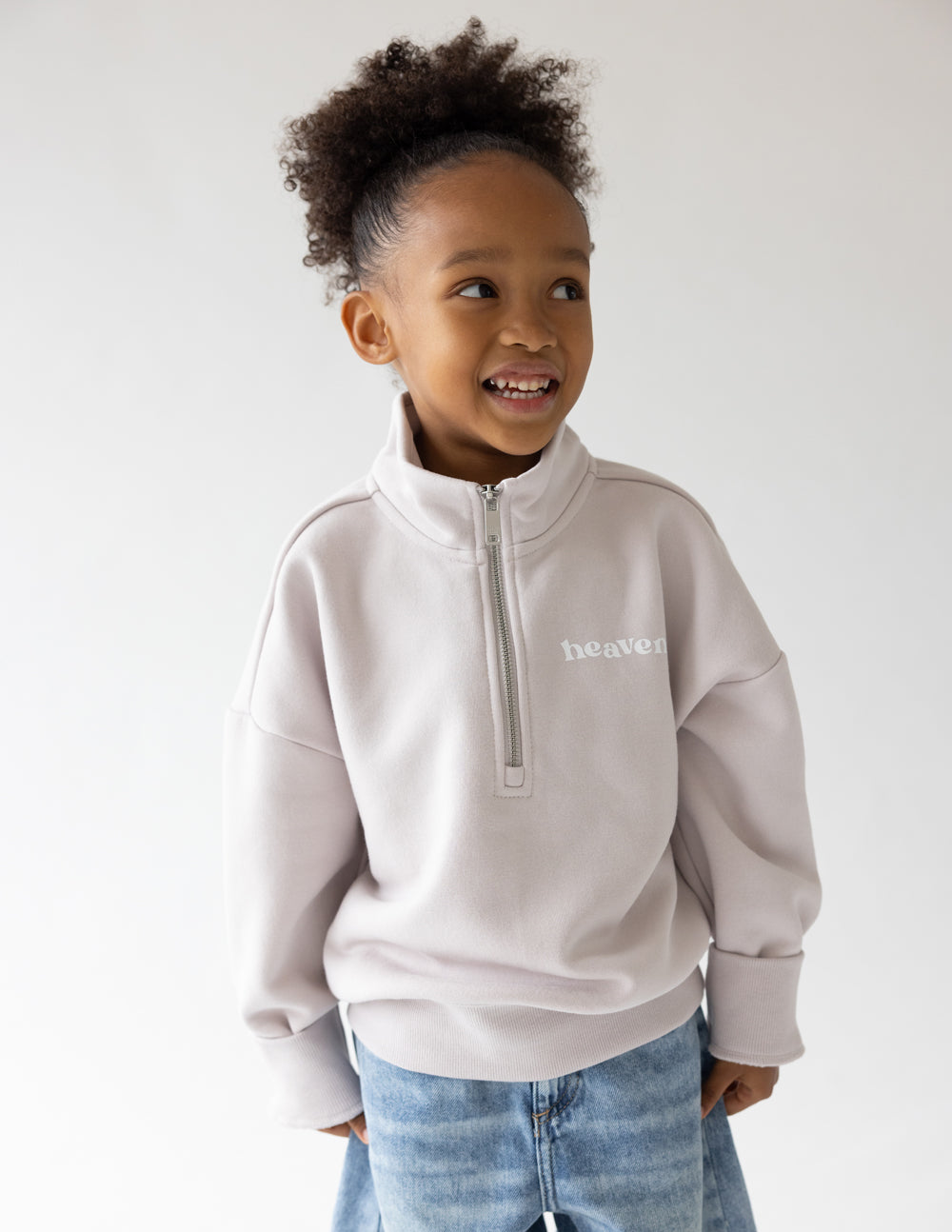 Kids Half-Zip Grey Lilac Oversized Fit Heaven Kids