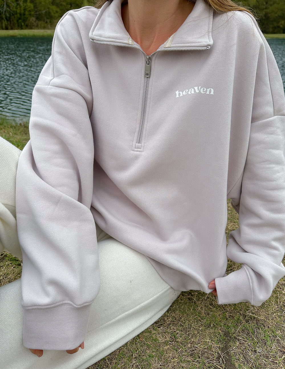 Heaven Grey Lilac Women's Relaxed Half-Zip Elevated Faith