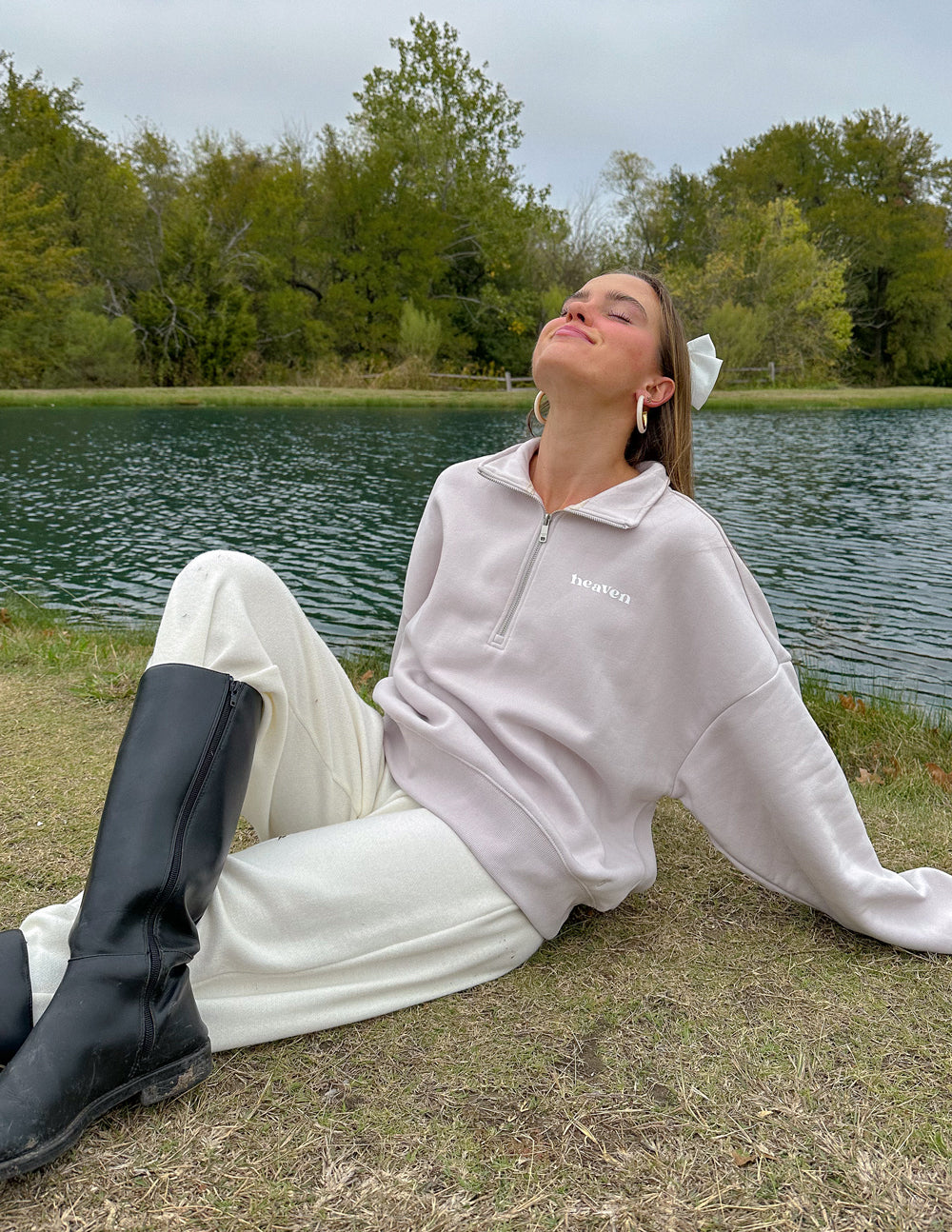 Heaven Grey Lilac Women's Relaxed Half-Zip Elevated Faith