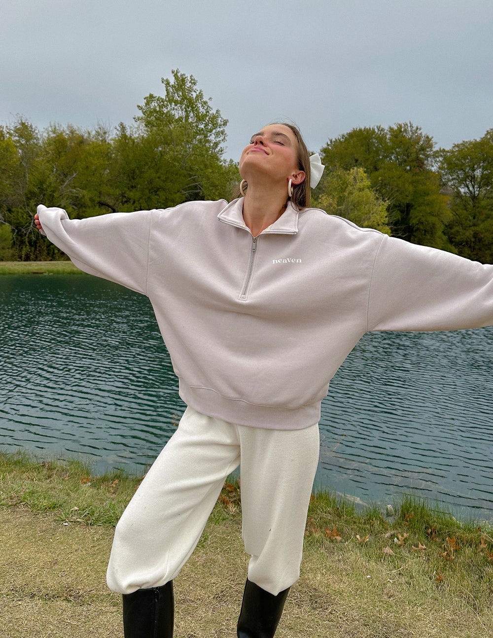 Heaven Grey Lilac Women's Relaxed Half-Zip Elevated Faith
