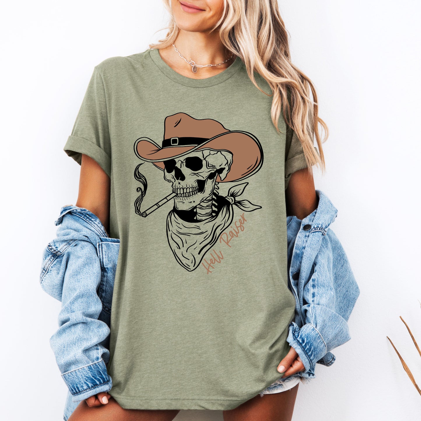 Hell Raiser Skeleton Spooky Cowboy Western T-shirt Refinery Number One