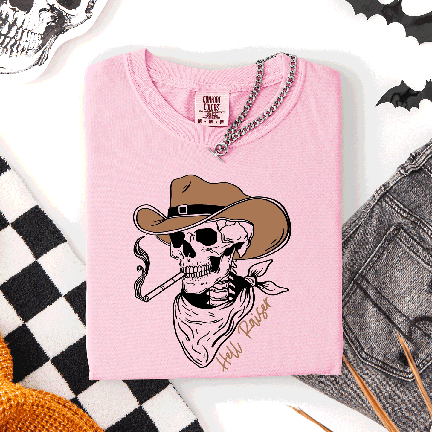 Skeleton Cowboy Comfort Colors Halloween T-Shirt Hell Raiser
