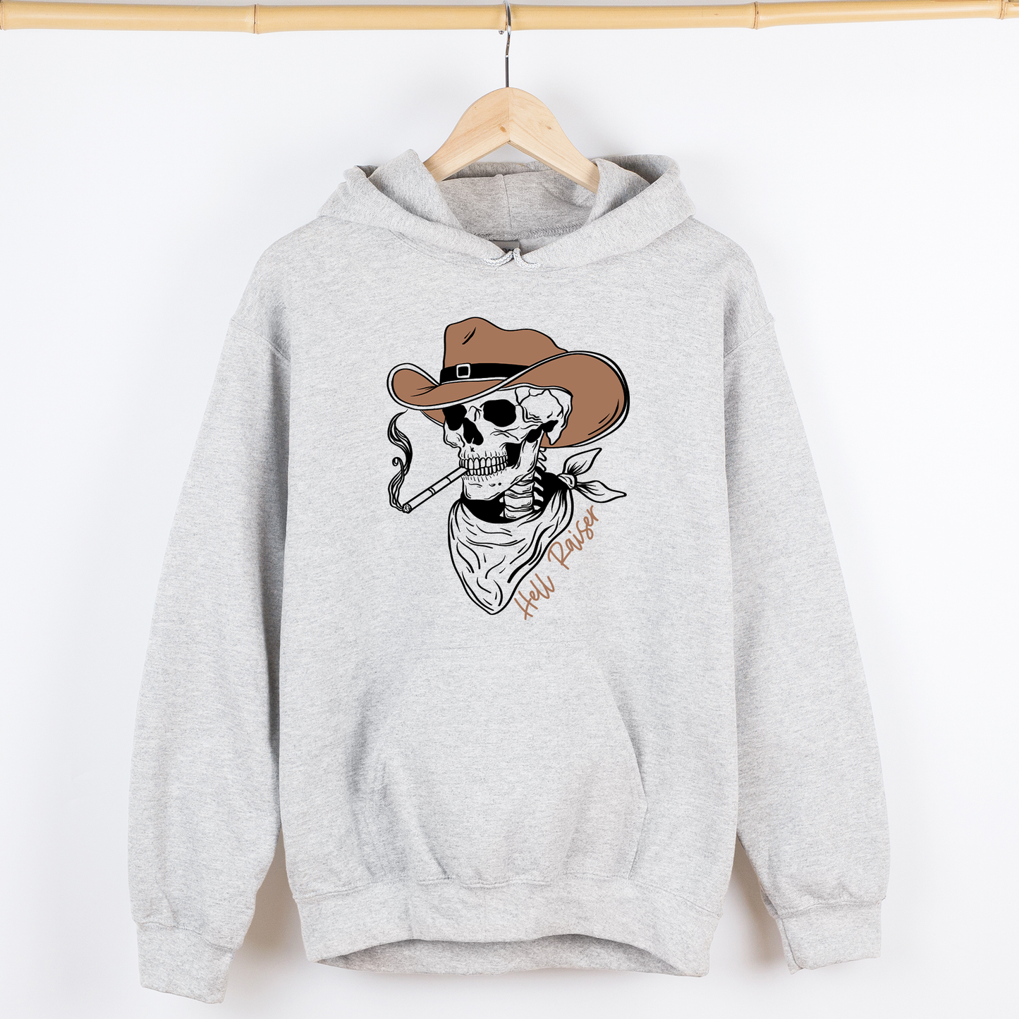 Hell Raiser Skeleton Graphic Hoodie Vintage Style Hooded Sweatshirt