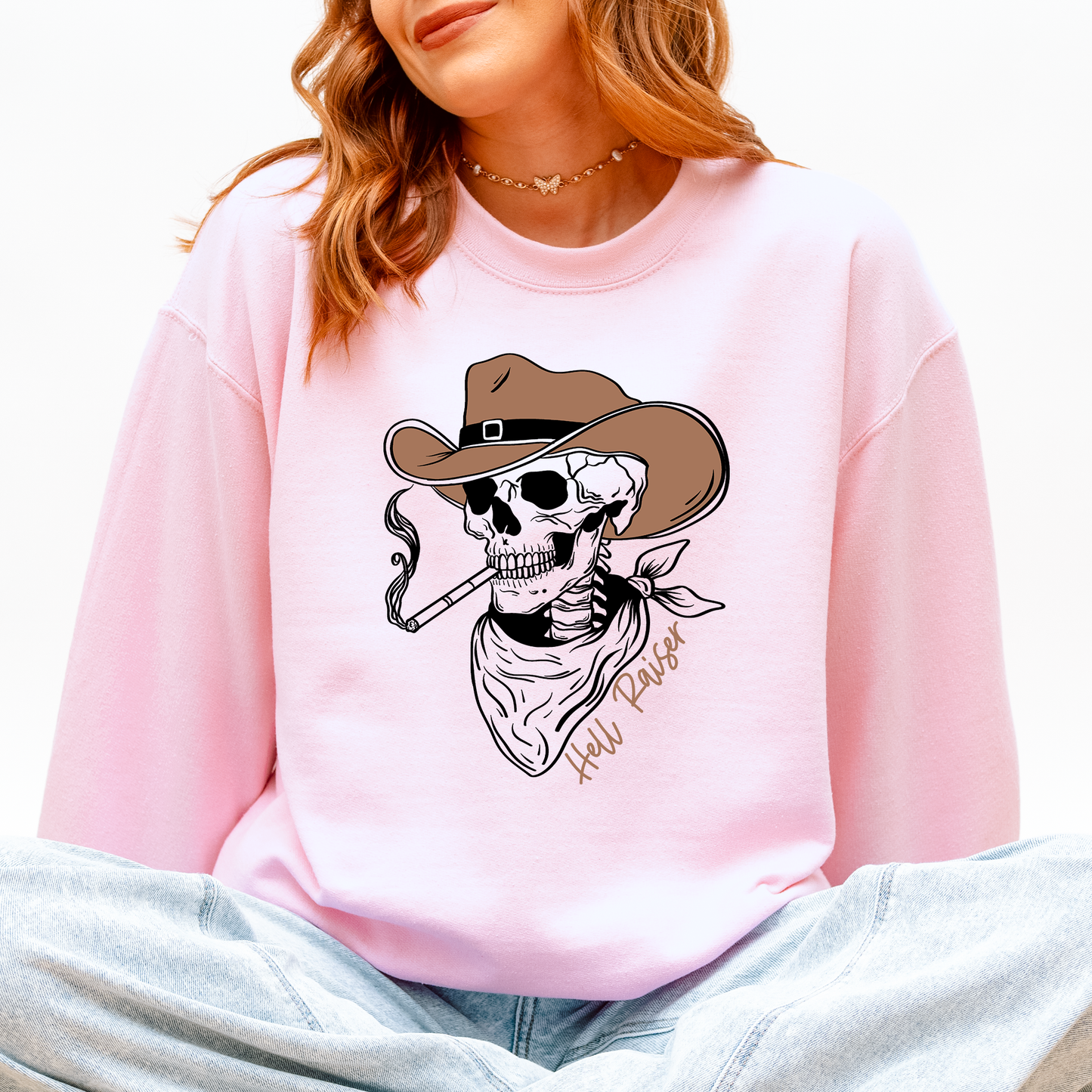 Skeleton Halloween Spooky Cowboy Western Sweatshirt Refinery Number One
