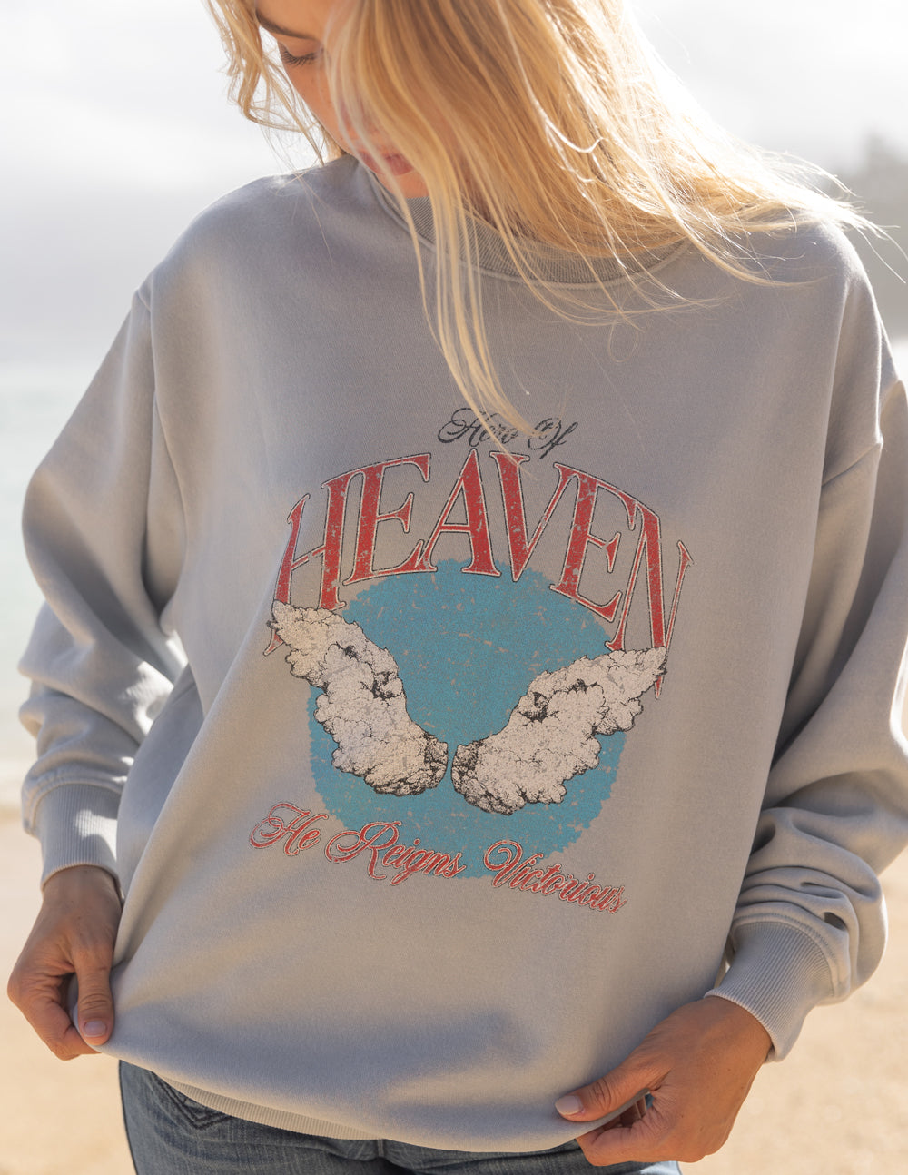 Hero of Heaven Unisex Crewneck Mirage Grey Relaxed Fit