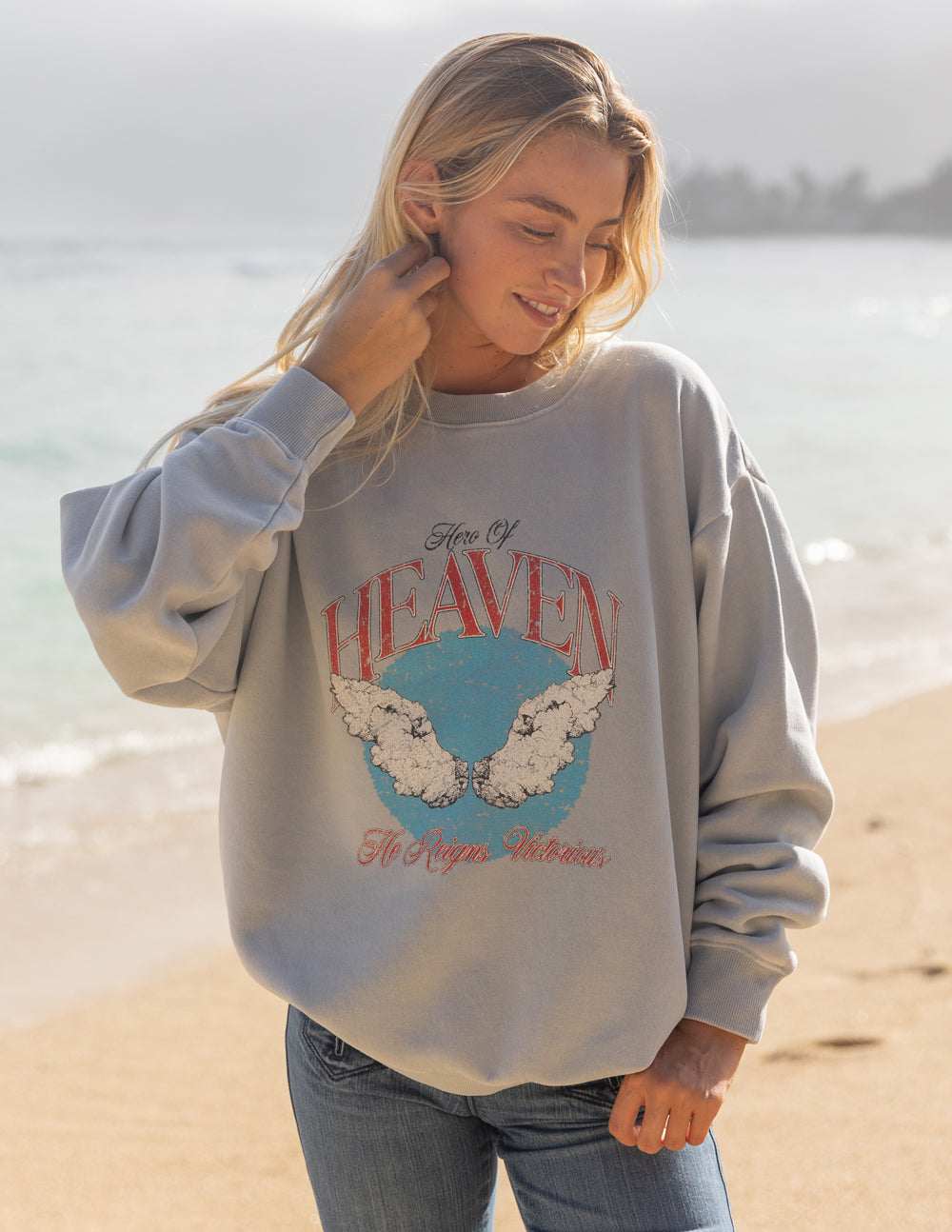 Hero of Heaven Unisex Crewneck Mirage Grey Relaxed Fit