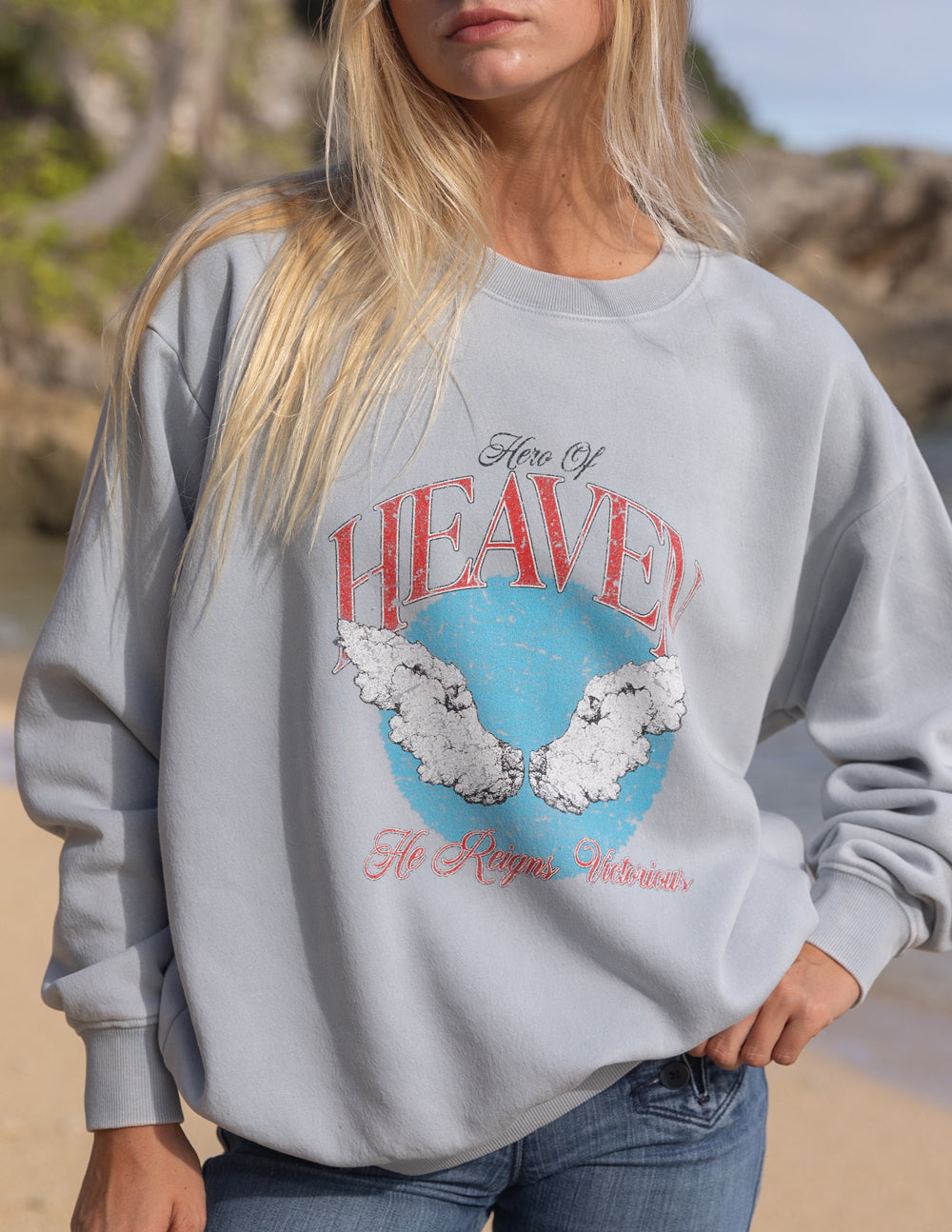 Hero of Heaven Unisex Crewneck Mirage Grey Relaxed Fit