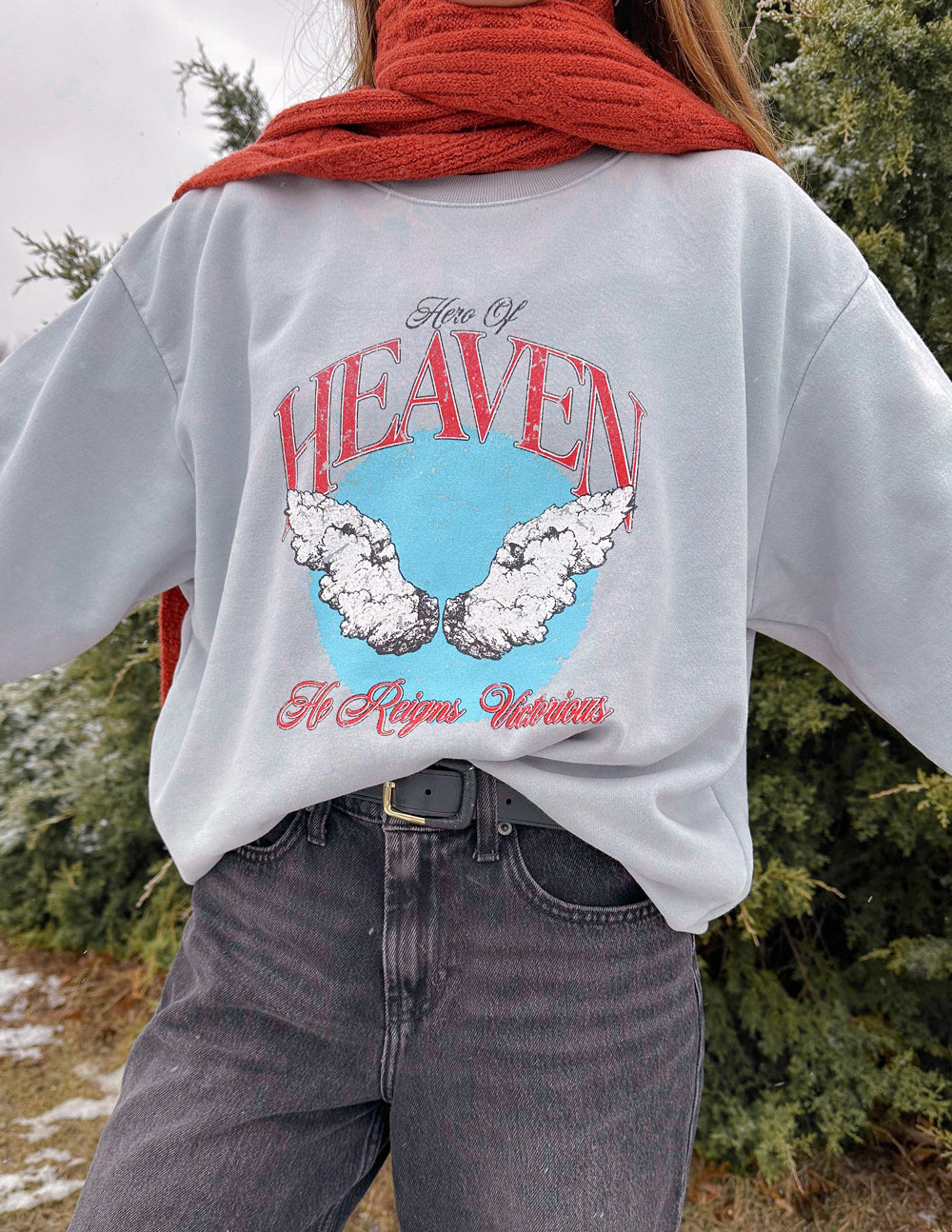 Hero of Heaven Unisex Crewneck Mirage Grey Relaxed Fit