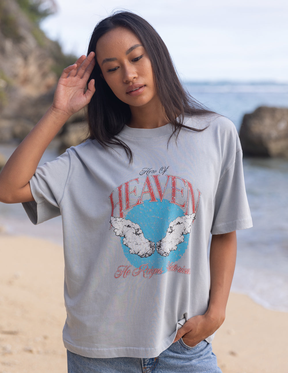 Oversized Mirage Grey Unisex Tee Hero of Heaven