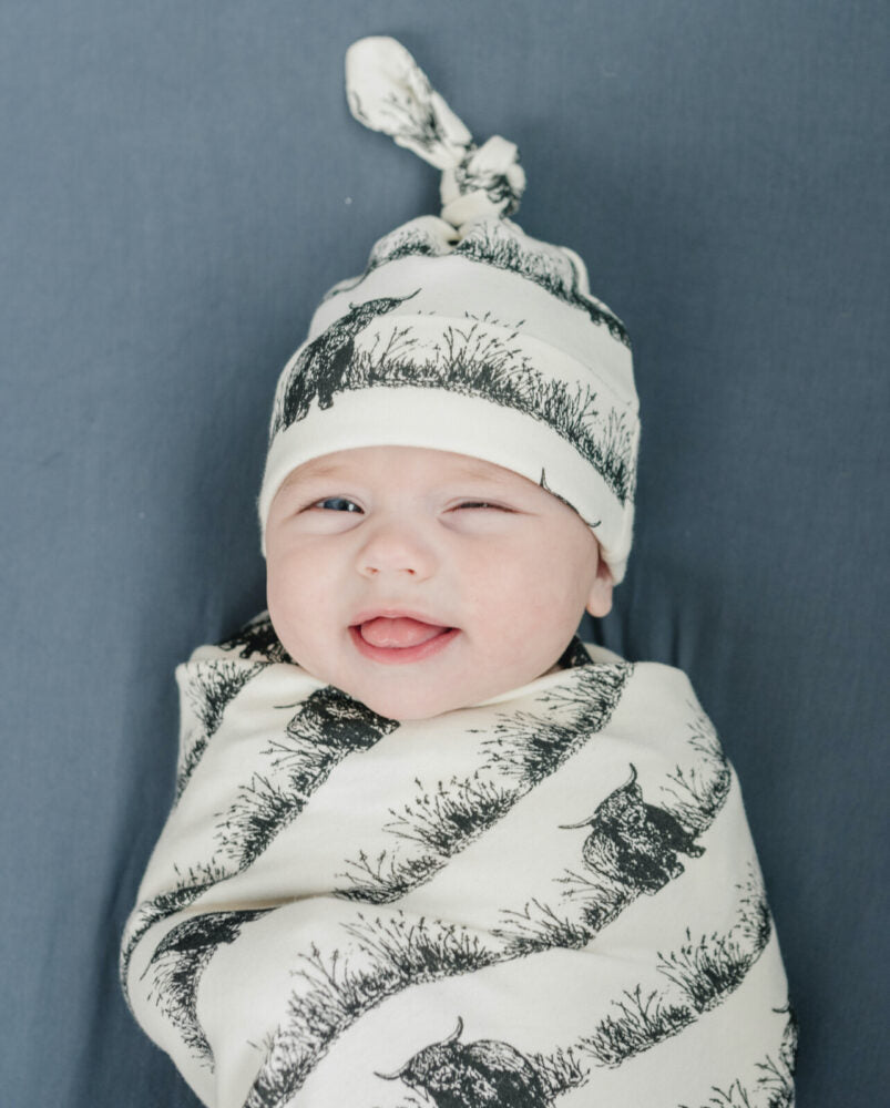 GOTS Certified Organic Cotton Hat - Highland Cow